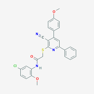 N-(5-chloro-2-methoxyphenyl)-2-{[3-cyano-4-(4-methoxyphenyl)-6-phenyl-2-pyridinyl]sulfanyl}acetamide