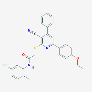 molecular formula C29H24ClN3O2S B418427 N-(5-chloro-2-methylphenyl)-2-{[3-cyano-6-(4-ethoxyphenyl)-4-phenyl-2-pyridinyl]sulfanyl}acetamide 