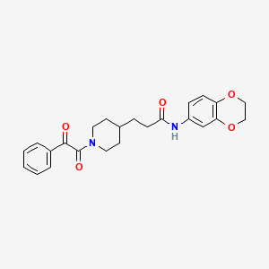 molecular formula C24H26N2O5 B4184286 N-(2,3-dihydro-1,4-benzodioxin-6-yl)-3-{1-[oxo(phenyl)acetyl]-4-piperidinyl}propanamide 