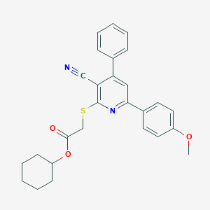 Cyclohexyl {[3-cyano-6-(4-methoxyphenyl)-4-phenyl-2-pyridinyl]sulfanyl}acetate