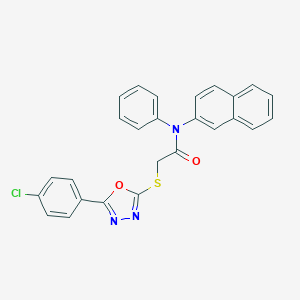 molecular formula C26H18ClN3O2S B418435 2-[[5-(4-chlorophenyl)-1,3,4-oxadiazol-2-yl]sulfanyl]-N-naphthalen-2-yl-N-phenylacetamide CAS No. 332910-06-2