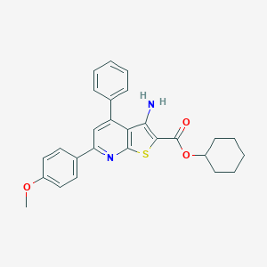 molecular formula C27H26N2O3S B418436 Cyclohexyl 3-amino-6-(4-methoxyphenyl)-4-phenylthieno[2,3-b]pyridine-2-carboxylate 