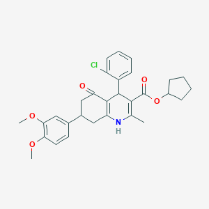 Cyclopentyl 4-(2-chlorophenyl)-7-(3,4-dimethoxyphenyl)-2-methyl-5-oxo-1,4,5,6,7,8-hexahydro-3-quinolinecarboxylate