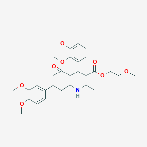 molecular formula C30H35NO8 B418443 2-Methoxyethyl 4-(2,3-dimethoxyphenyl)-7-(3,4-dimethoxyphenyl)-2-methyl-5-oxo-1,4,5,6,7,8-hexahydro-3-quinolinecarboxylate 