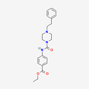 molecular formula C22H27N3O3 B4184432 ethyl 4-({[4-(2-phenylethyl)-1-piperazinyl]carbonyl}amino)benzoate 