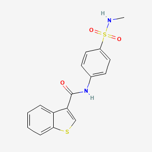 molecular formula C16H14N2O3S2 B4184464 N-{4-[(methylamino)sulfonyl]phenyl}-1-benzothiophene-3-carboxamide 