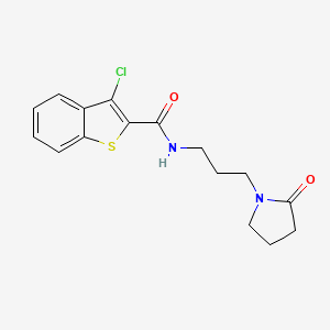 molecular formula C16H17ClN2O2S B4184472 3-chloro-N-[3-(2-oxo-1-pyrrolidinyl)propyl]-1-benzothiophene-2-carboxamide 