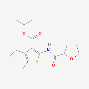 molecular formula C16H23NO4S B4184479 isopropyl 4-ethyl-5-methyl-2-[(tetrahydro-2-furanylcarbonyl)amino]-3-thiophenecarboxylate 