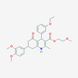 molecular formula C30H35NO7 B418448 2-Methoxyethyl 7-(3,4-dimethoxyphenyl)-4-(3-ethoxyphenyl)-2-methyl-5-oxo-1,4,5,6,7,8-hexahydro-3-quinolinecarboxylate 