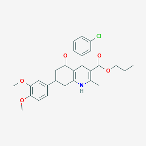 molecular formula C28H30ClNO5 B418449 Propyl 4-(3-chlorophenyl)-7-(3,4-dimethoxyphenyl)-2-methyl-5-oxo-1,4,5,6,7,8-hexahydro-3-quinolinecarboxylate 