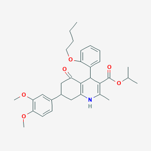 Isopropyl 4-(2-butoxyphenyl)-7-(3,4-dimethoxyphenyl)-2-methyl-5-oxo-1,4,5,6,7,8-hexahydro-3-quinolinecarboxylate
