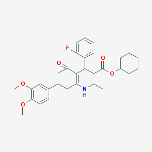 Cyclohexyl 7-(3,4-dimethoxyphenyl)-4-(2-fluorophenyl)-2-methyl-5-oxo-1,4,5,6,7,8-hexahydro-3-quinolinecarboxylate