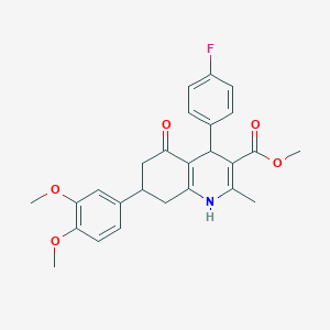 molecular formula C26H26FNO5 B418453 Methyl 7-(3,4-dimethoxyphenyl)-4-(4-fluorophenyl)-2-methyl-5-oxo-1,4,5,6,7,8-hexahydro-3-quinolinecarboxylate 