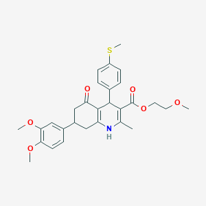 2-Methoxyethyl 7-(3,4-dimethoxyphenyl)-2-methyl-4-[4-(methylsulfanyl)phenyl]-5-oxo-1,4,5,6,7,8-hexahydro-3-quinolinecarboxylate