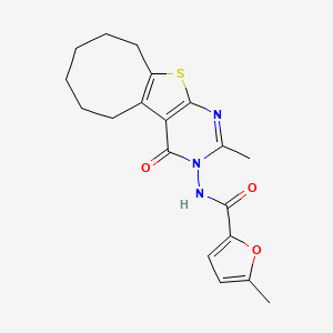molecular formula C19H21N3O3S B4184570 5-methyl-N-(2-methyl-4-oxo-5,6,7,8,9,10-hexahydrocycloocta[4,5]thieno[2,3-d]pyrimidin-3(4H)-yl)-2-furamide 