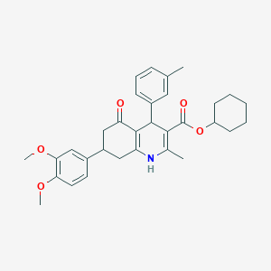 molecular formula C32H37NO5 B418458 Cyclohexyl 7-(3,4-dimethoxyphenyl)-2-methyl-4-(3-methylphenyl)-5-oxo-1,4,5,6,7,8-hexahydro-3-quinolinecarboxylate 