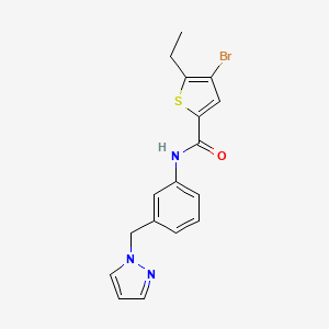 molecular formula C17H16BrN3OS B4184590 4-bromo-5-ethyl-N-[3-(1H-pyrazol-1-ylmethyl)phenyl]-2-thiophenecarboxamide 