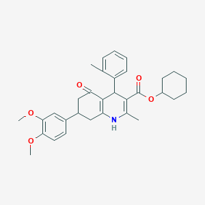 molecular formula C32H37NO5 B418460 Cyclohexyl 7-(3,4-dimethoxyphenyl)-2-methyl-4-(2-methylphenyl)-5-oxo-1,4,5,6,7,8-hexahydro-3-quinolinecarboxylate 