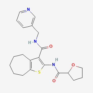 molecular formula C21H25N3O3S B4184606 N-(3-pyridinylmethyl)-2-[(tetrahydro-2-furanylcarbonyl)amino]-5,6,7,8-tetrahydro-4H-cyclohepta[b]thiophene-3-carboxamide 