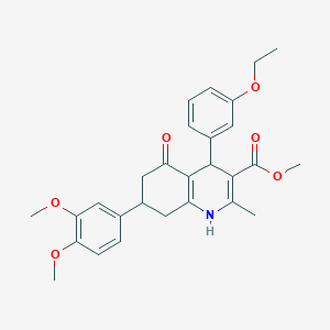 molecular formula C28H31NO6 B418461 Methyl 7-(3,4-dimethoxyphenyl)-4-(3-ethoxyphenyl)-2-methyl-5-oxo-1,4,5,6,7,8-hexahydro-3-quinolinecarboxylate 