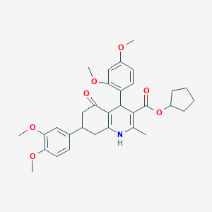 molecular formula C32H37NO7 B418462 Cyclopentyl 4-(2,4-dimethoxyphenyl)-7-(3,4-dimethoxyphenyl)-2-methyl-5-oxo-1,4,5,6,7,8-hexahydro-3-quinolinecarboxylate 