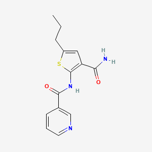 molecular formula C14H15N3O2S B4184633 N-[3-(aminocarbonyl)-5-propyl-2-thienyl]nicotinamide 