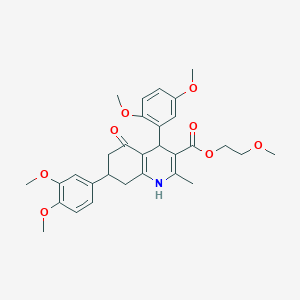 molecular formula C30H35NO8 B418466 2-Methoxyethyl 4-(2,5-dimethoxyphenyl)-7-(3,4-dimethoxyphenyl)-2-methyl-5-oxo-1,4,5,6,7,8-hexahydro-3-quinolinecarboxylate 