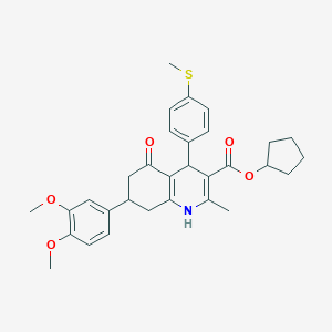 molecular formula C31H35NO5S B418470 Cyclopentyl 7-(3,4-dimethoxyphenyl)-2-methyl-4-[4-(methylsulfanyl)phenyl]-5-oxo-1,4,5,6,7,8-hexahydro-3-quinolinecarboxylate 