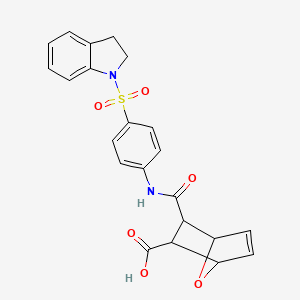 molecular formula C22H20N2O6S B4184700 3-({[4-(2,3-dihydro-1H-indol-1-ylsulfonyl)phenyl]amino}carbonyl)-7-oxabicyclo[2.2.1]hept-5-ene-2-carboxylic acid 