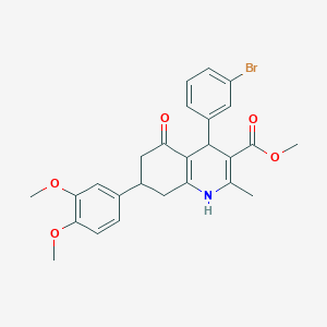 molecular formula C26H26BrNO5 B418471 Methyl 4-(3-bromophenyl)-7-(3,4-dimethoxyphenyl)-2-methyl-5-oxo-1,4,5,6,7,8-hexahydro-3-quinolinecarboxylate 