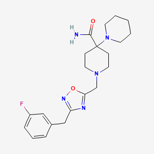 molecular formula C21H28FN5O2 B4184748 1'-{[3-(3-fluorobenzyl)-1,2,4-oxadiazol-5-yl]methyl}-1,4'-bipiperidine-4'-carboxamide 