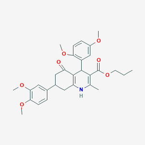 molecular formula C30H35NO7 B418477 Propyl 4-(2,5-dimethoxyphenyl)-7-(3,4-dimethoxyphenyl)-2-methyl-5-oxo-1,4,5,6,7,8-hexahydro-3-quinolinecarboxylate 