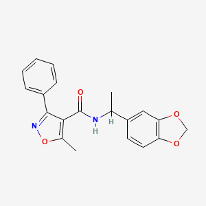 molecular formula C20H18N2O4 B4184779 N-[1-(1,3-benzodioxol-5-yl)ethyl]-5-methyl-3-phenyl-4-isoxazolecarboxamide 