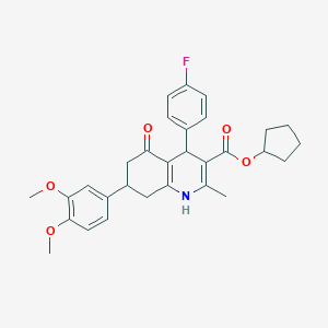 Cyclopentyl 7-(3,4-dimethoxyphenyl)-4-(4-fluorophenyl)-2-methyl-5-oxo-1,4,5,6,7,8-hexahydro-3-quinolinecarboxylate