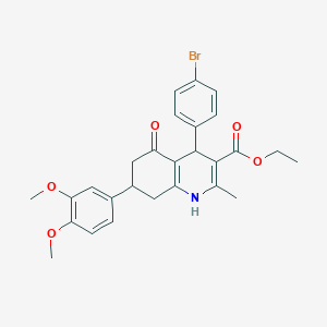 molecular formula C27H28BrNO5 B418481 Ethyl 4-(4-bromophenyl)-7-(3,4-dimethoxyphenyl)-2-methyl-5-oxo-1,4,5,6,7,8-hexahydro-3-quinolinecarboxylate 