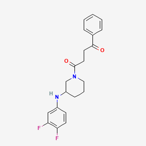 molecular formula C21H22F2N2O2 B4184827 4-{3-[(3,4-difluorophenyl)amino]-1-piperidinyl}-4-oxo-1-phenyl-1-butanone 