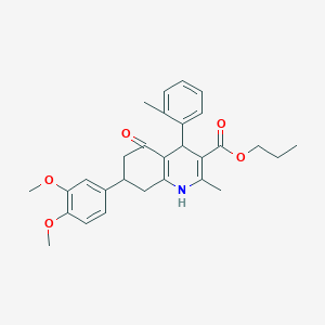 Propyl 7-(3,4-dimethoxyphenyl)-2-methyl-4-(2-methylphenyl)-5-oxo-1,4,5,6,7,8-hexahydro-3-quinolinecarboxylate