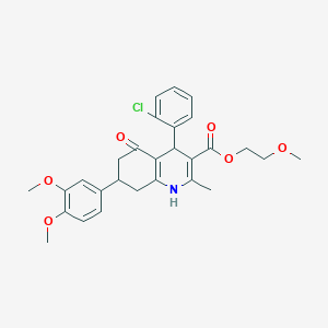 molecular formula C28H30ClNO6 B418485 2-Methoxyethyl 4-(2-chlorophenyl)-7-(3,4-dimethoxyphenyl)-2-methyl-5-oxo-1,4,5,6,7,8-hexahydro-3-quinolinecarboxylate 