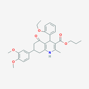 Propyl 7-(3,4-dimethoxyphenyl)-4-(2-ethoxyphenyl)-2-methyl-5-oxo-1,4,5,6,7,8-hexahydro-3-quinolinecarboxylate