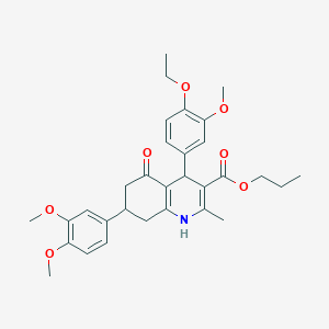 Propyl 7-(3,4-dimethoxyphenyl)-4-(4-ethoxy-3-methoxyphenyl)-2-methyl-5-oxo-1,4,5,6,7,8-hexahydro-3-quinolinecarboxylate