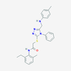 molecular formula C27H29N5OS B418501 N-(2-ethyl-6-methylphenyl)-2-[[5-[(4-methylanilino)methyl]-4-phenyl-1,2,4-triazol-3-yl]sulfanyl]acetamide CAS No. 332906-97-5