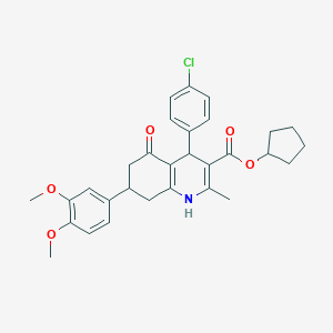 Cyclopentyl 4-(4-chlorophenyl)-7-(3,4-dimethoxyphenyl)-2-methyl-5-oxo-1,4,5,6,7,8-hexahydro-3-quinolinecarboxylate