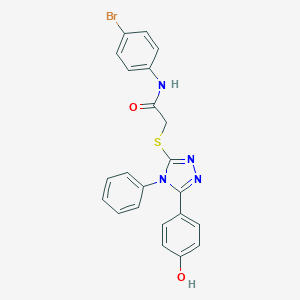 molecular formula C22H17BrN4O2S B418506 N-(4-bromophenyl)-2-{[5-(4-hydroxyphenyl)-4-phenyl-4H-1,2,4-triazol-3-yl]sulfanyl}acetamide 