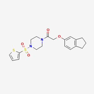 molecular formula C19H22N2O4S2 B4185068 1-[(2,3-dihydro-1H-inden-5-yloxy)acetyl]-4-(2-thienylsulfonyl)piperazine 