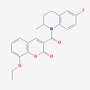 molecular formula C22H20FNO4 B4185091 8-ethoxy-3-[(6-fluoro-2-methyl-3,4-dihydro-1(2H)-quinolinyl)carbonyl]-2H-chromen-2-one 