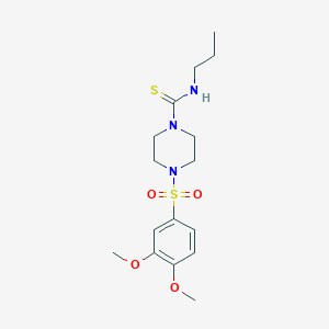molecular formula C16H25N3O4S2 B4185095 4-[(3,4-dimethoxyphenyl)sulfonyl]-N-propyl-1-piperazinecarbothioamide 