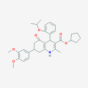 molecular formula C33H39NO6 B418515 Cyclopentyl 7-(3,4-dimethoxyphenyl)-4-(2-isopropoxyphenyl)-2-methyl-5-oxo-1,4,5,6,7,8-hexahydro-3-quinolinecarboxylate 