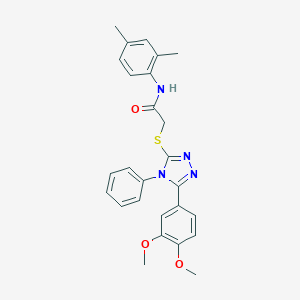 molecular formula C26H26N4O3S B418516 2-{[5-(3,4-dimethoxyphenyl)-4-phenyl-4H-1,2,4-triazol-3-yl]sulfanyl}-N-(2,4-dimethylphenyl)acetamide 