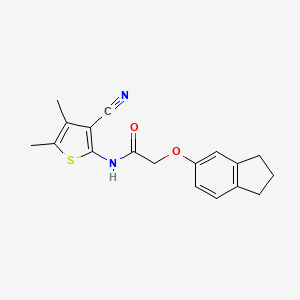 molecular formula C18H18N2O2S B4185170 N-(3-cyano-4,5-dimethyl-2-thienyl)-2-(2,3-dihydro-1H-inden-5-yloxy)acetamide 