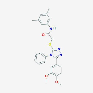 molecular formula C26H26N4O3S B418518 2-{[5-(3,4-dimethoxyphenyl)-4-phenyl-4H-1,2,4-triazol-3-yl]sulfanyl}-N-(3,5-dimethylphenyl)acetamide 